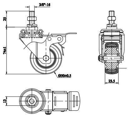 Caster Wheels Set of 4 with Brake Plate Swivel Casters Premium Polyurethane Wheels PU Load Bearing 1,200 Lbs Lockable Anti-wear Smooth Casters Red