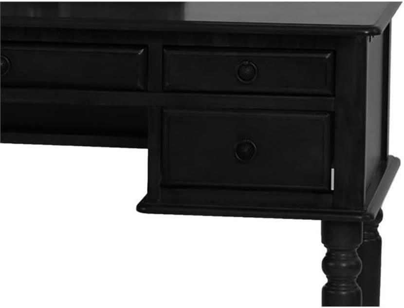 Bobkona St. Croix 3 Fold Mirror Vanity Table with Stool Set, Black