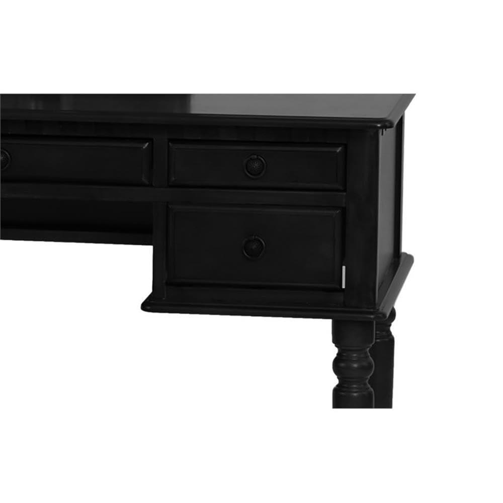 Bobkona St. Croix 3 Fold Mirror Vanity Table with Stool Set, Black