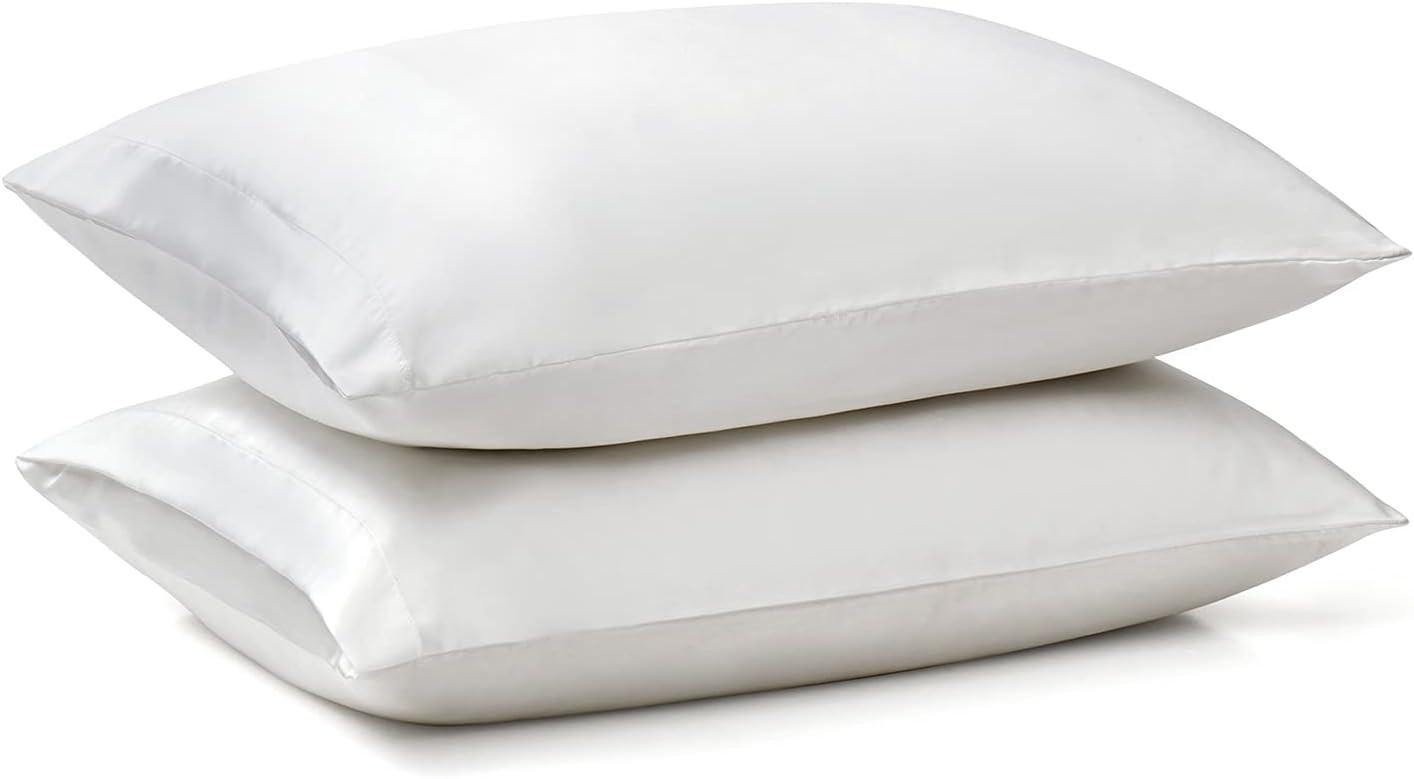 Ersmak Satin Pillowcase King Set of 2, 20" x 40" Ultra Soft & Silky Satin Pillow Cases for Hair and Skin, Wrinkle Fade Resistant Pillow Covers with Envelope Closure (Ivory White)