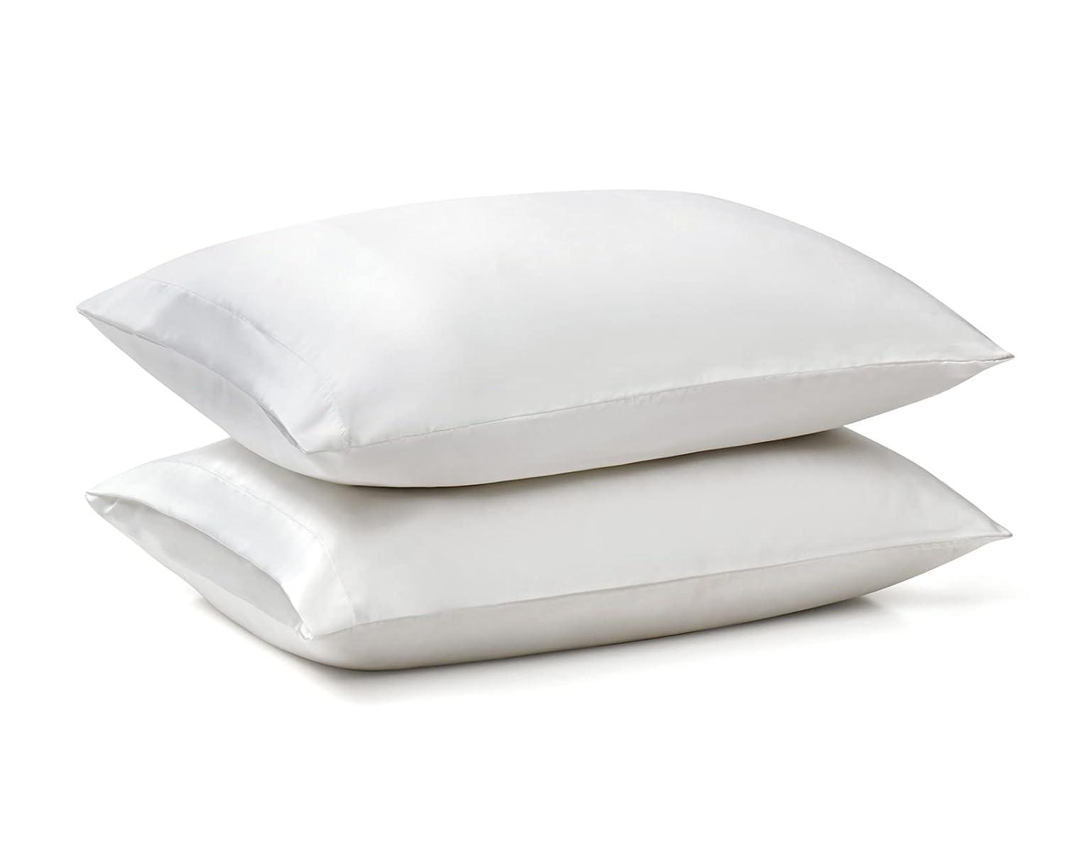 Ersmak Satin Pillowcase King Set of 2, 20" x 40" Ultra Soft & Silky Satin Pillow Cases for Hair and Skin, Wrinkle Fade Resistant Pillow Covers with Envelope Closure (Ivory White)