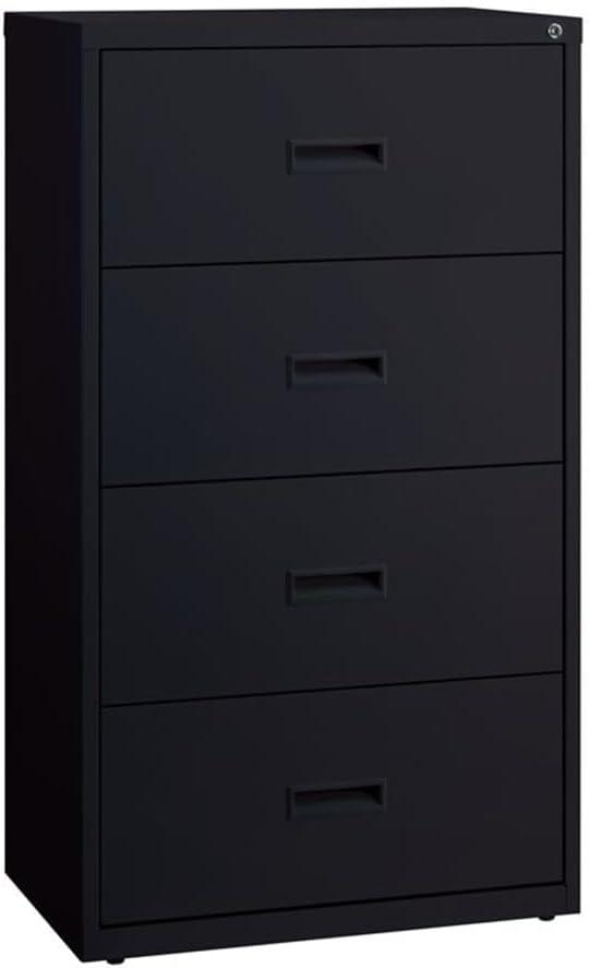 Hirsh 30 Inch Wide 4 Drawer Metal Lateral File Cabinet for Home and Office, Holds Letter, Legal and A4 Hanging Folders, Black