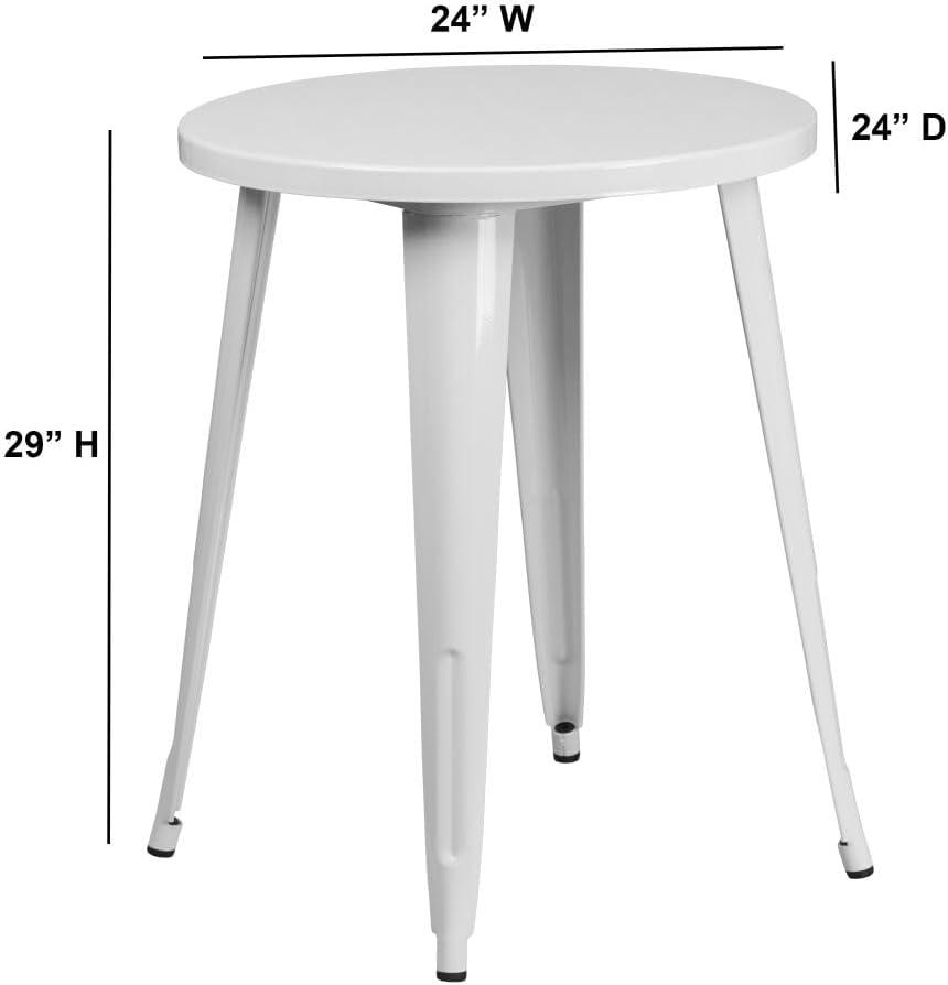 Flash Furniture Commercial Grade 24" Round White Metal Indoor-Outdoor Table