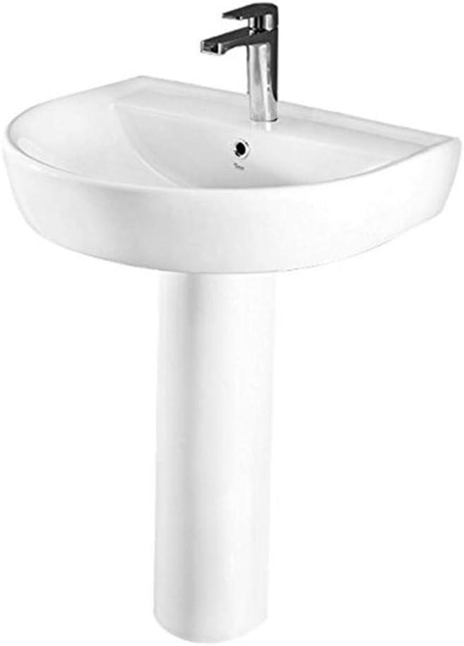 Bella White Ceramic Pedestal Bathroom Sink with Overflow