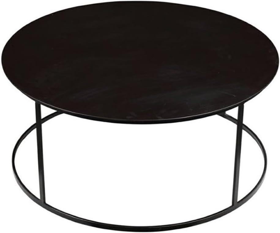 Robertson Round Metal Coffee Table Dark Brown Finish - Boraam: Mid-Century Modern, Pedestal Base, Wood & Iron