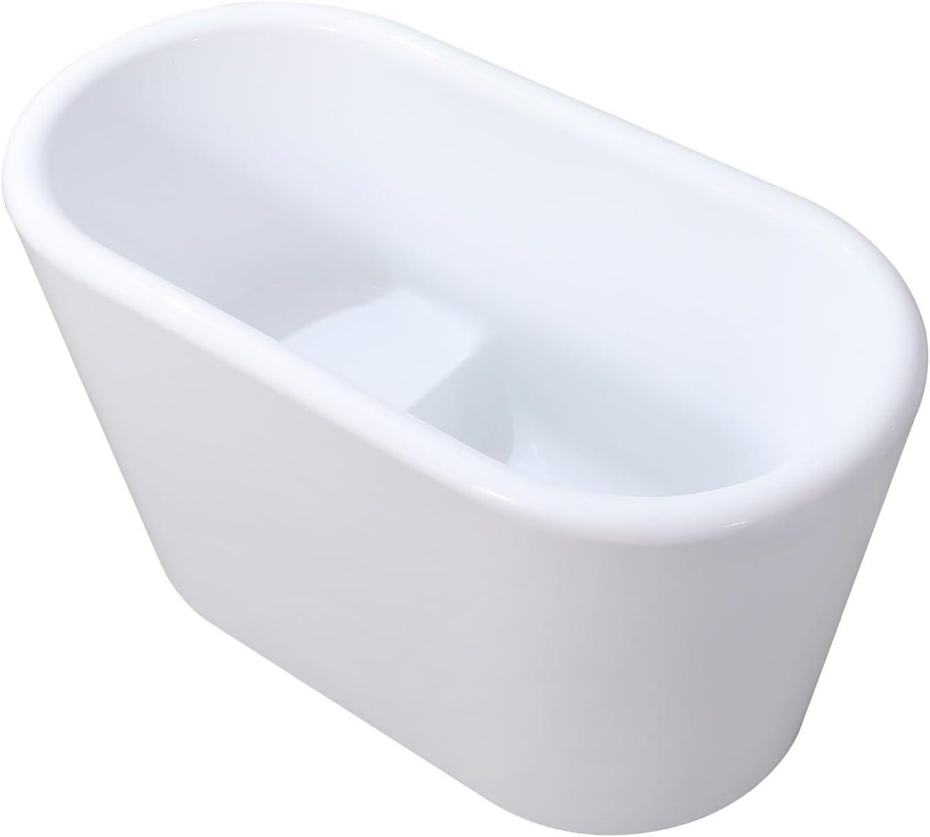 Kingston Brass Aqua Eden 51-Inch Acrylic Oval Double Ended Freestanding Tub with Drain and Integrated Seat
