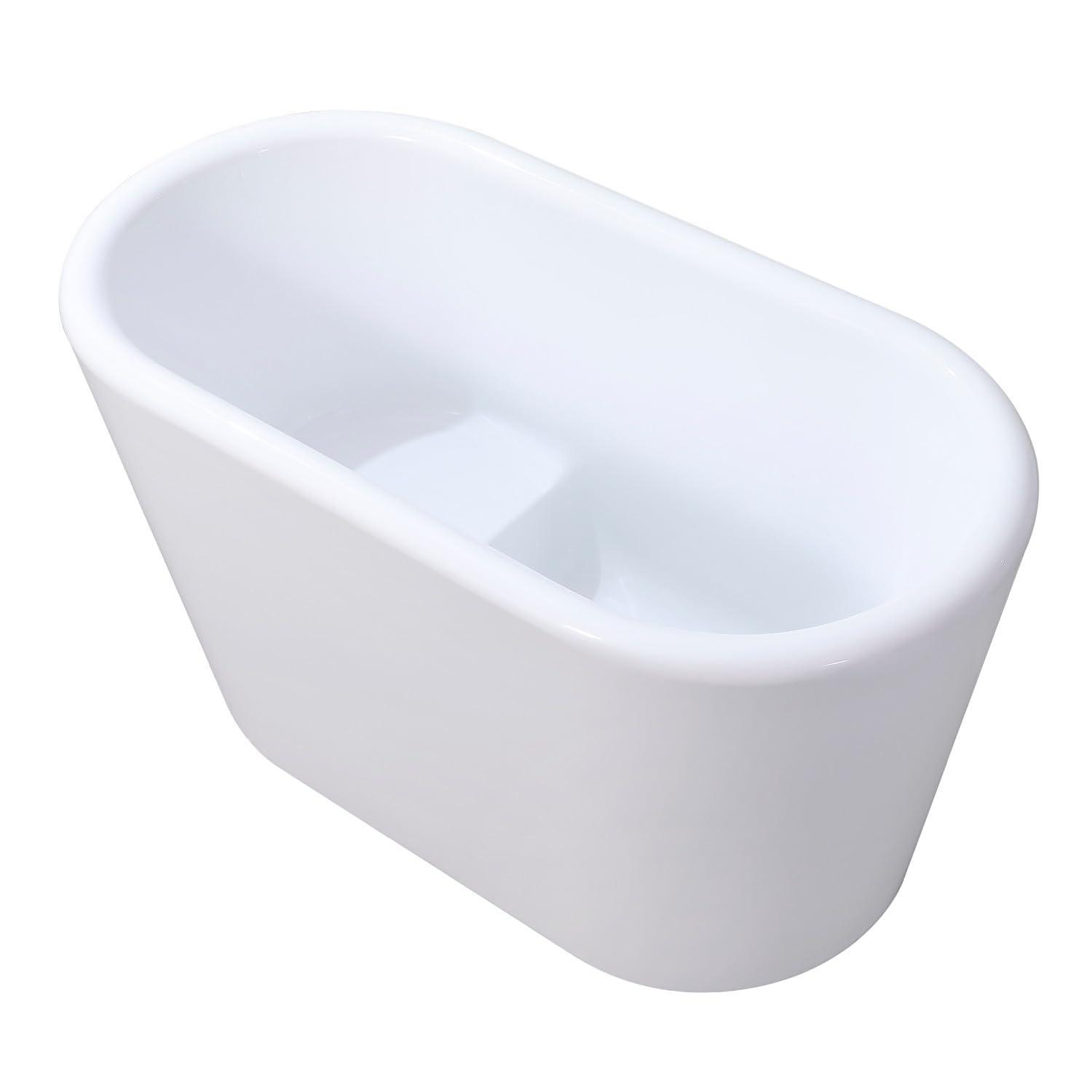 Kingston Brass Aqua Eden 51-Inch Acrylic Oval Double Ended Freestanding Tub with Drain and Integrated Seat