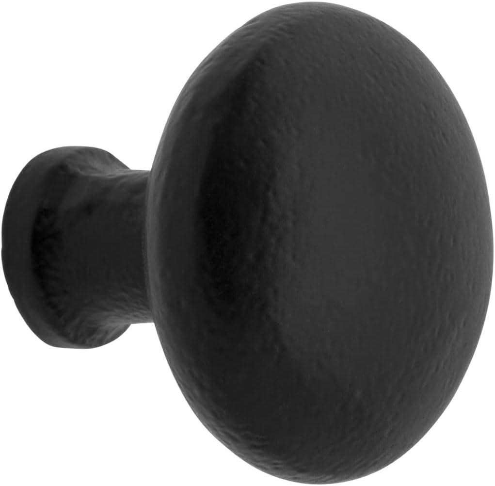 Black Round Iron Cabinet Knob with Mounting Hardware