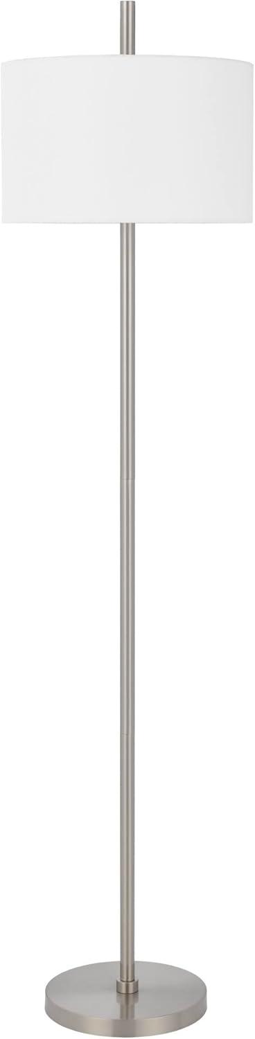 Roanne Brushed Steel Slim Modern Floor Lamp 66.5" Height