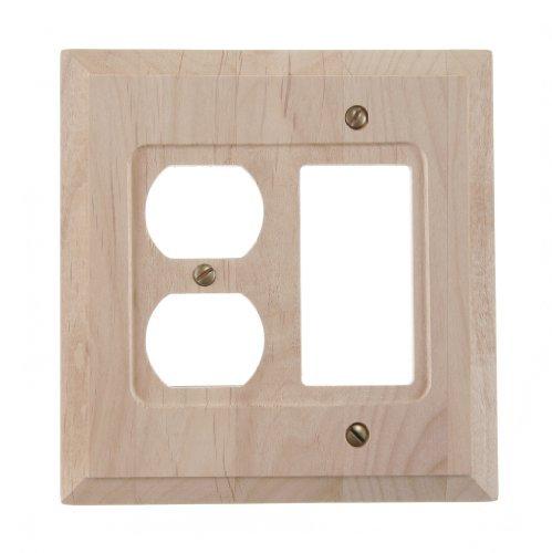 Unfinished Alder Wood Single Rocker Duplex Wallplate