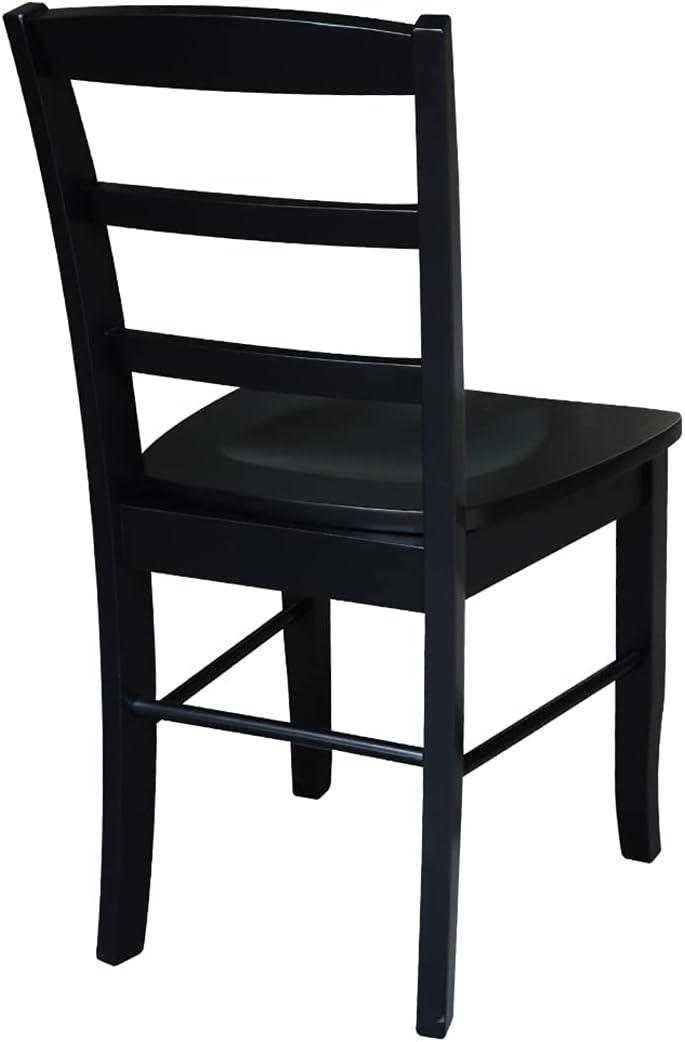 Elegant Black Solid Wood Ladderback Side Chair Set