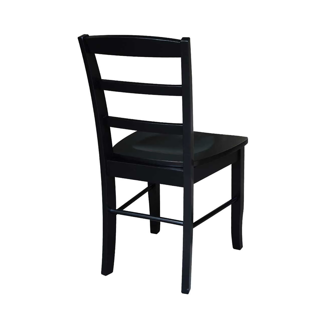 Set of 2 Madrid Ladderback Chairs Black - International Concepts: Solid Wood, Armless, Transitional Style