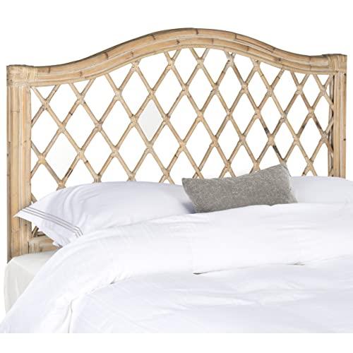 Transitional Full-Size Wicker Headboard in Rich Beige Tones