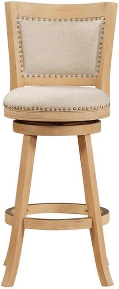 Boraam Wood Melrose Bar Stool in Driftwood Cream Wire-Brush and Ivory Finish