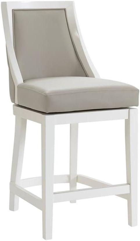 Alaterre Ellie Upholstered Swivel Bar Stool Chairs with Padded Seat and Back, Rubberwood Frame with Metal Kick Plate