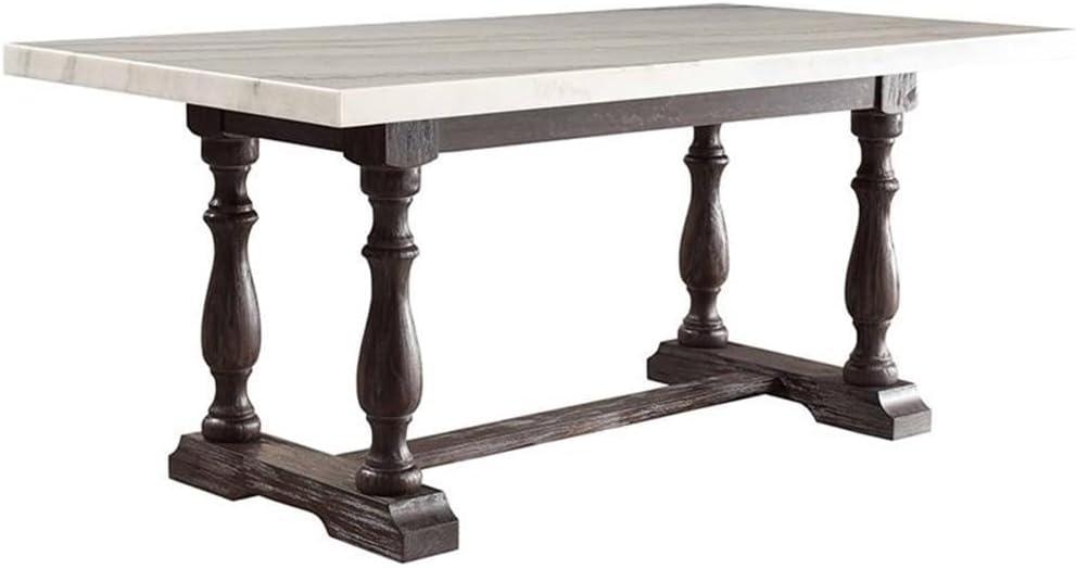 Kelly Clarkson Home Concert Marble Top Dining Table in White and Weathered Espresso