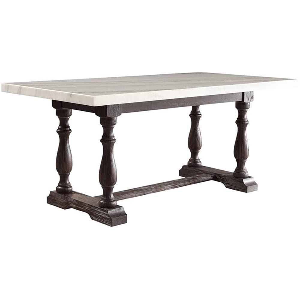 Kelly Clarkson Home Concert Marble Top Dining Table in White and Weathered Espresso