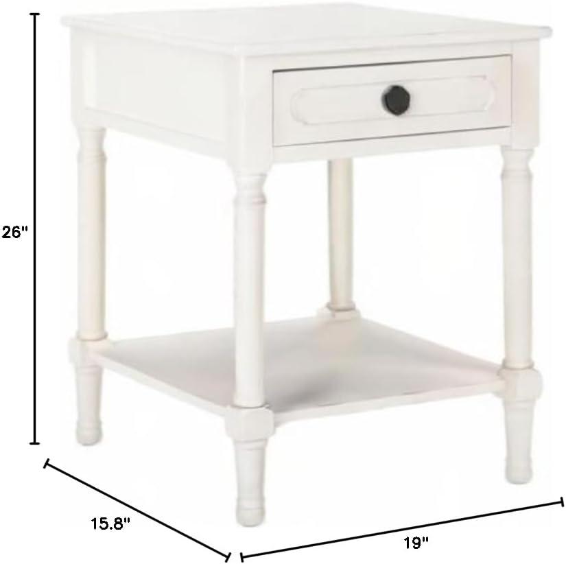 Allura Distressed White Wood 1-Drawer Accent Table