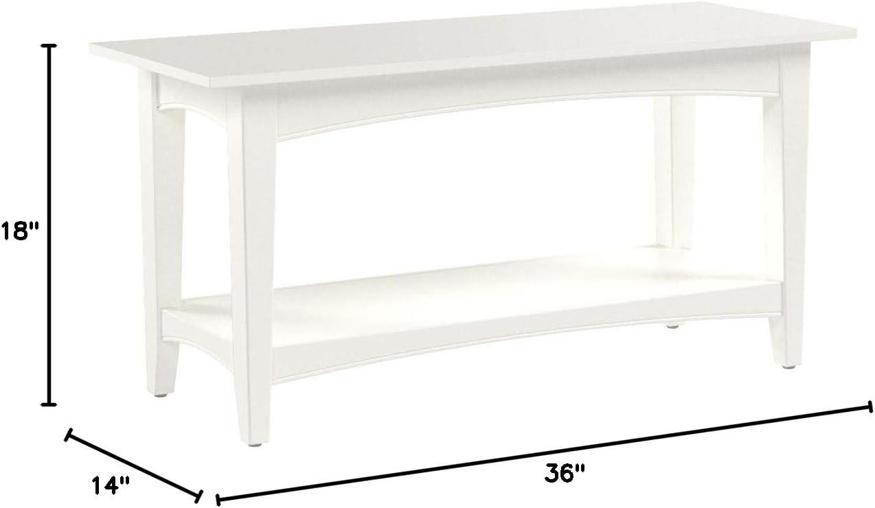 Alaterre Furniture Shaker Cottage Bench with Shelf, Ivory