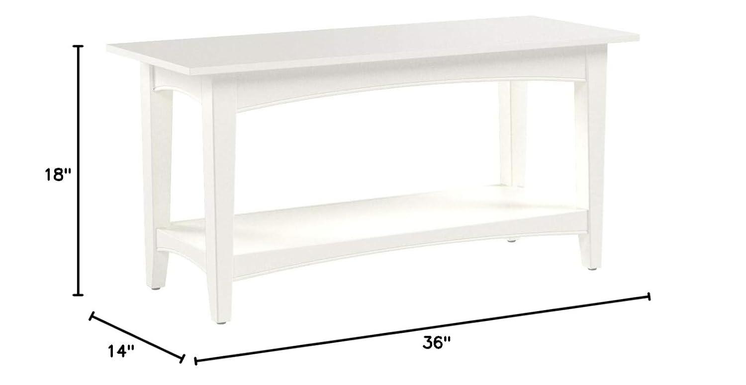 Alaterre Furniture Shaker Cottage Bench with Shelf, Ivory