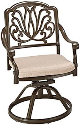 Homestyles Capri Aluminum Outdoor Swivel Rocking Chair in Taupe