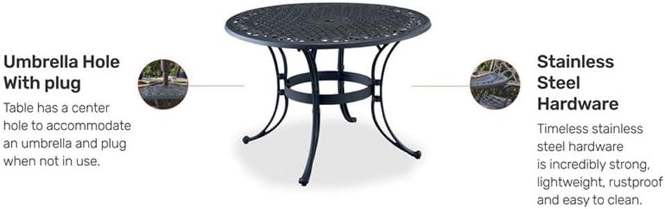 Homestyles Sanibel Aluminum Outdoor Dining Table in Black