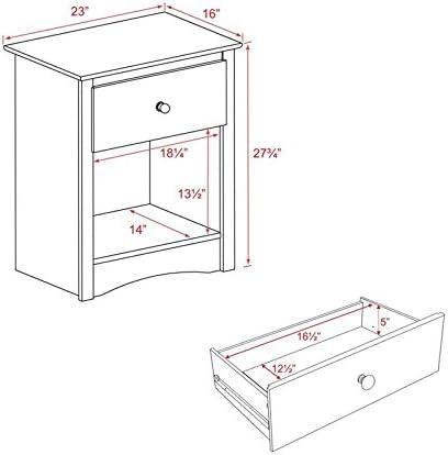 Fremont Nightstand Espresso - Prepac: Wood Composite Bedside Table with Drawer, 5 Year Warranty