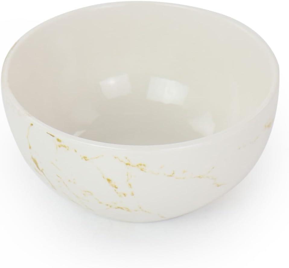 White and Gold Marble Ceramic Dinnerware Set, Service for 4