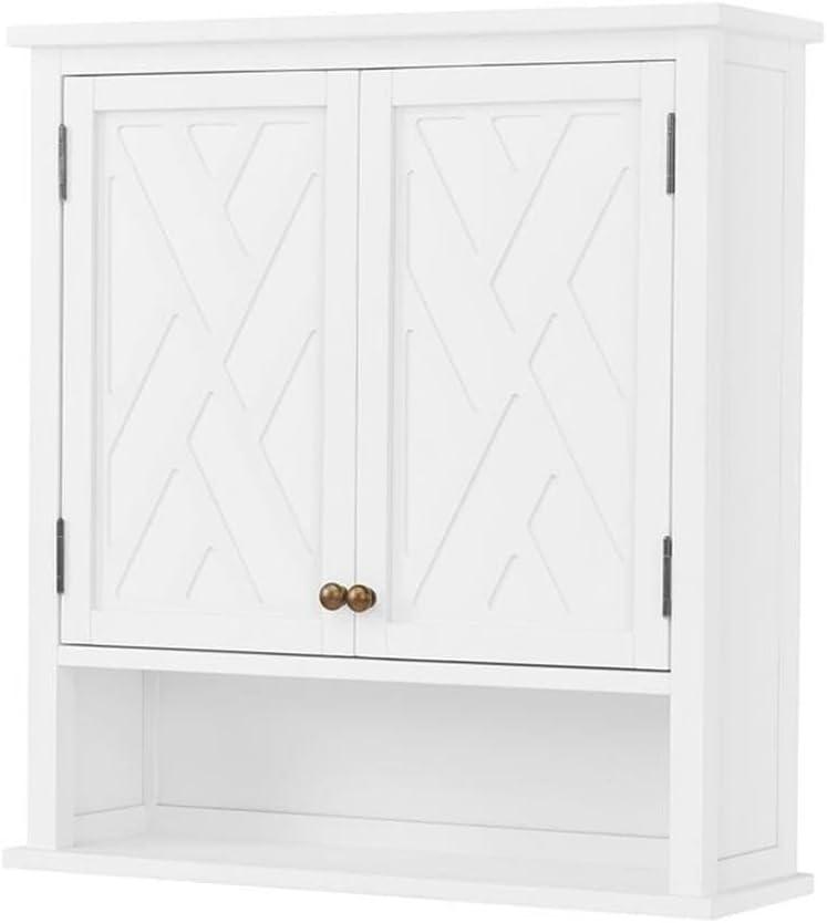 Coventry 27"W x 29"H Wall Mounted Bath Storage Cabinet with Two Doors and Open Shelf