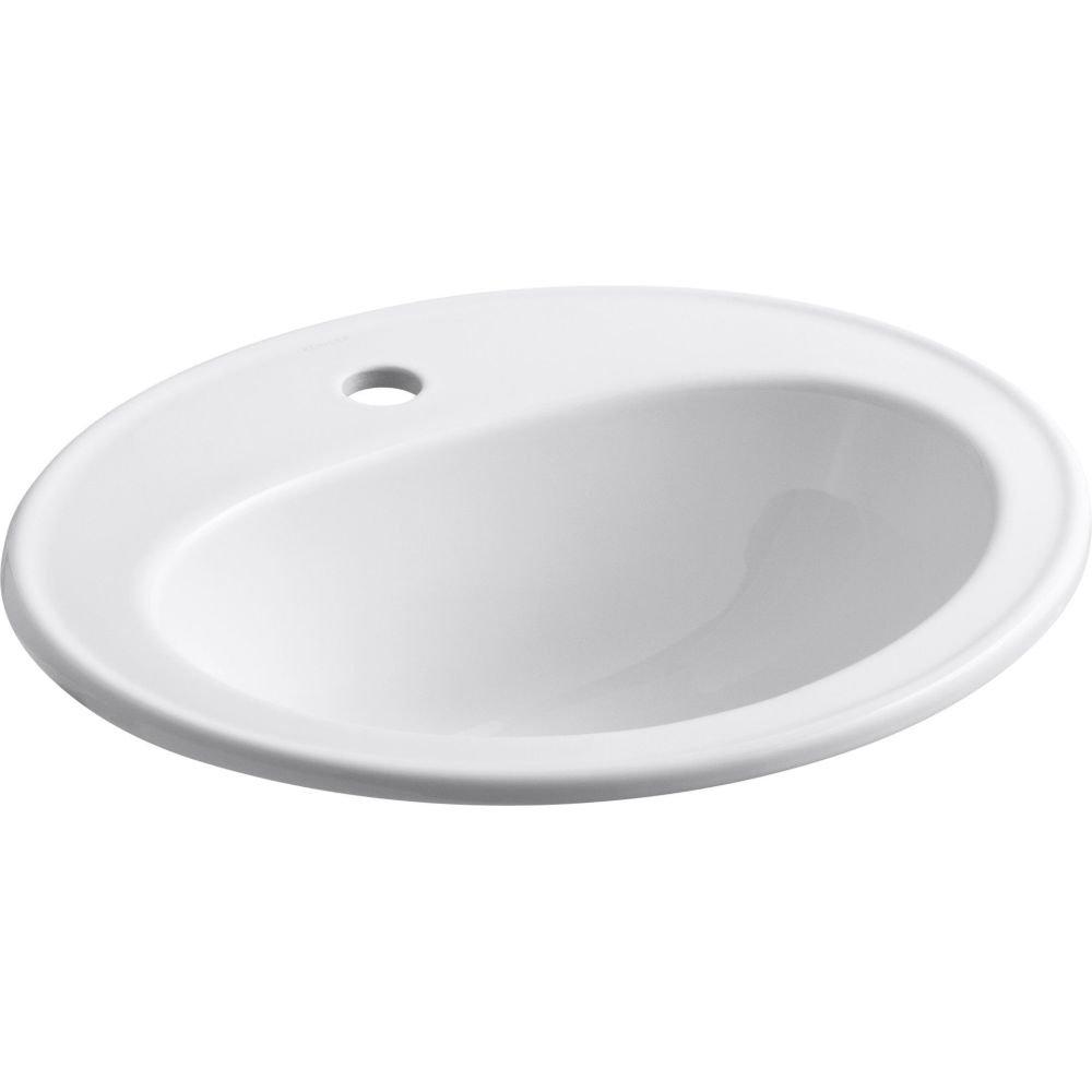 Pennington Ceramic Oval Drop-In Bathroom Sink with Overflow