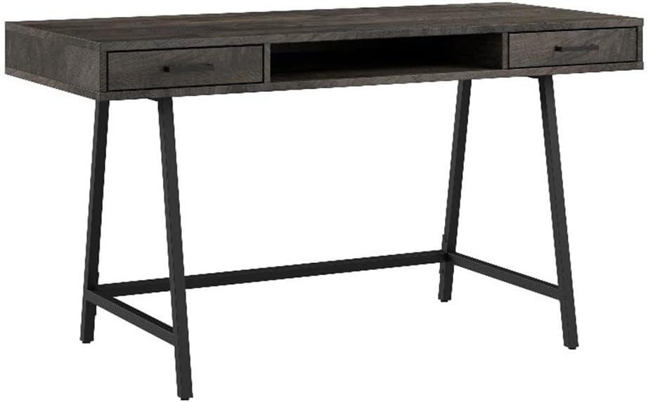 Steele 54" Dark Gray Hickory Writing Desk with Storage