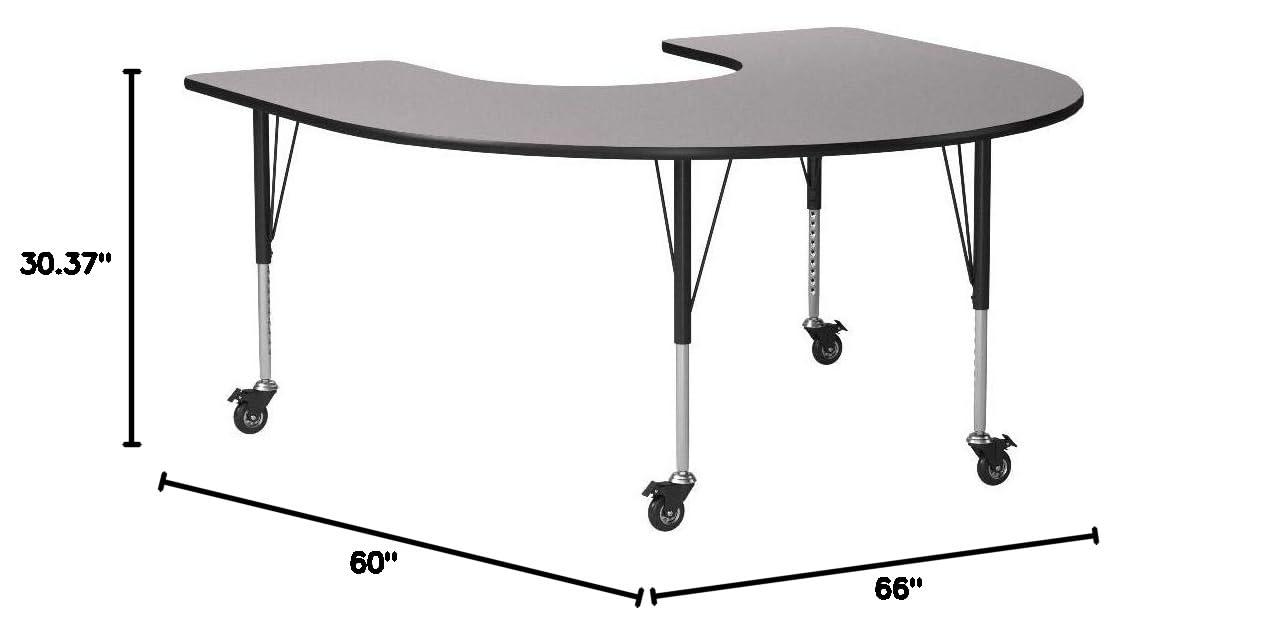 Flash Furniture Goddard 60''W x 66''L Horseshoe Thermal Laminate Activity Table - Adjustable Short Legs