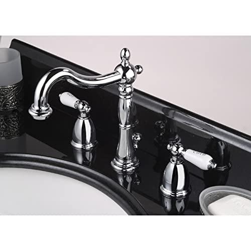 Kingston Brass Kingston Brass Heritage Two-Handle 3-Hole Deck Mount Widespread Bathroom Faucet with Brass Pop-Up Drain KB197PXAC