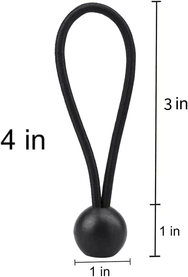 Bungee Cord, 30 Packs Bungee Balls, Black Bungee Cords Heavyweight 4 inches Tarp Bungee Cords Tie Down Straps Multifunction Elastic Rope for Camping, Tents, Cargo, Projector Screen, Canopy Tent