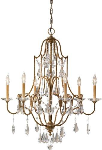 Feiss F2478/6OBZ Valentina Crystal Candle Chandelier Lighting, Bronze, 6-Light (29"Dia x 33"H) 360watts