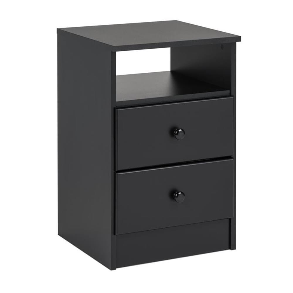 Prepac Astrid 2 Drawer Nightstand White: Modern Style, MDF, Includes Anti-Tip Hardware, for All Ages