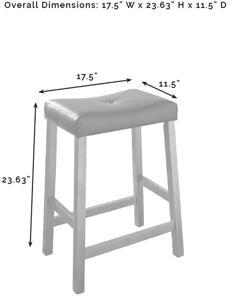 Crosley Set of 2 24" Upholstered Saddle Seat Counter Height Barstools Black: Faux Leather, Wood Frame, Foam Fill