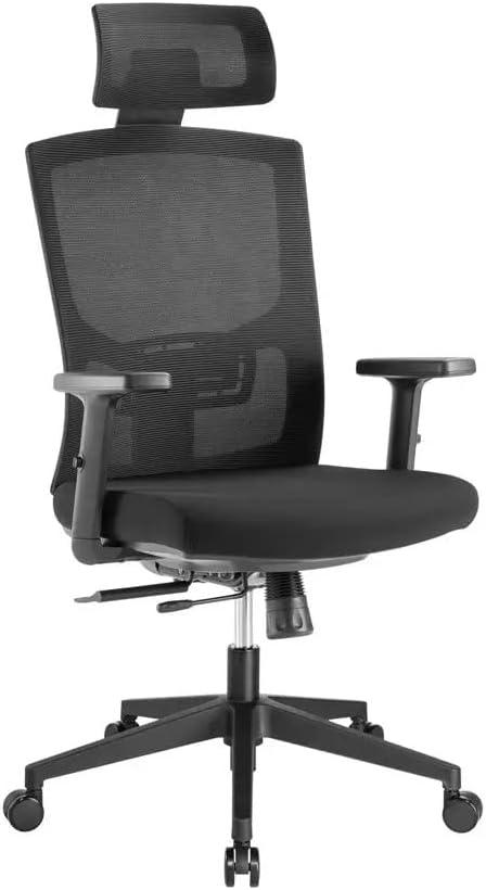 Monoprice WFH Ergonomic Office Chair withFoam Seat, Adjustable Headrest, Lumbar Support, Armrests, Backrest - Workstream Collection