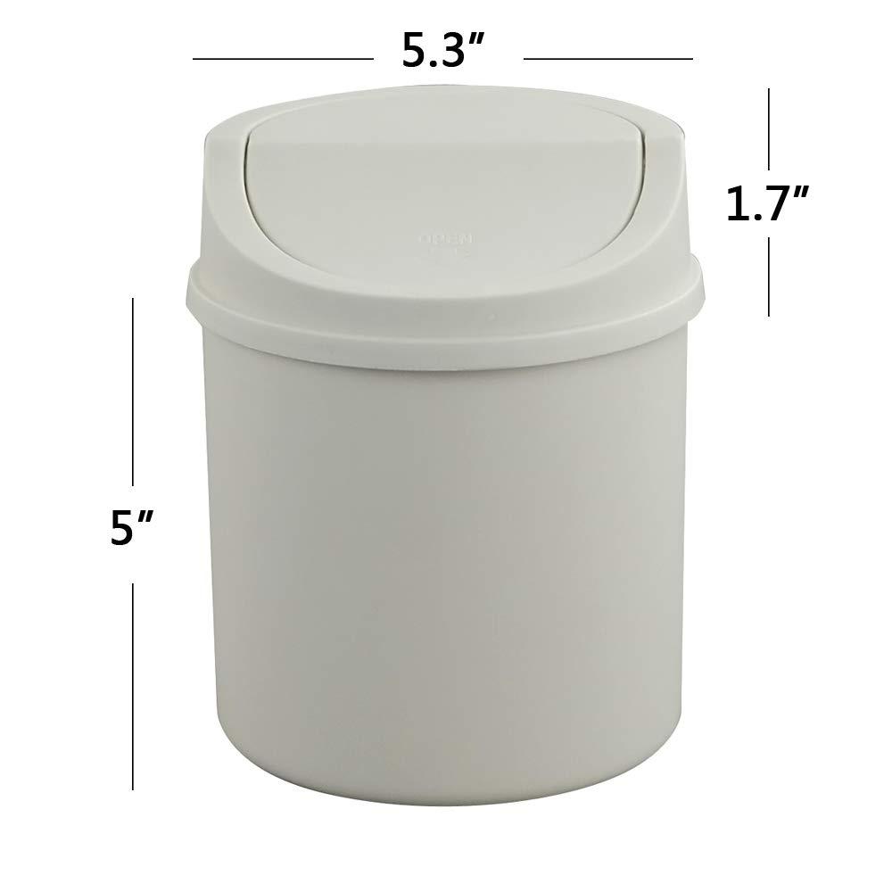 Plastic Mini Wastebasket Trash Can, Mini Trash Can, Tiny Desktop Waste Garbage Bin with Swing Lid for Home, Office, Kitchen, Vanity Tabletop, Bedroom, Bathroom