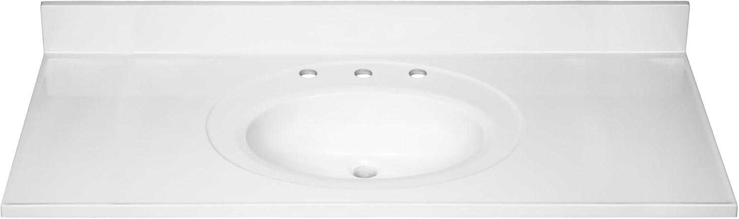 Cultured Marble Widespread Vanity Top – 49-Inch Single Bowl Sink 8-Inch Widespread with Integrated Backsplash – Reinforced Packaging – Solid White, Design House, 586388