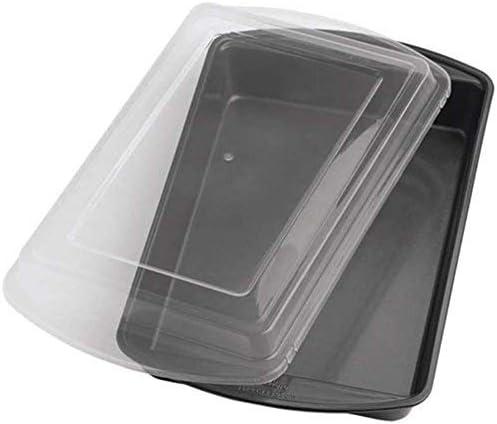 Gray Non-Stick Aluminum Rectangular Cake Pan with Cover