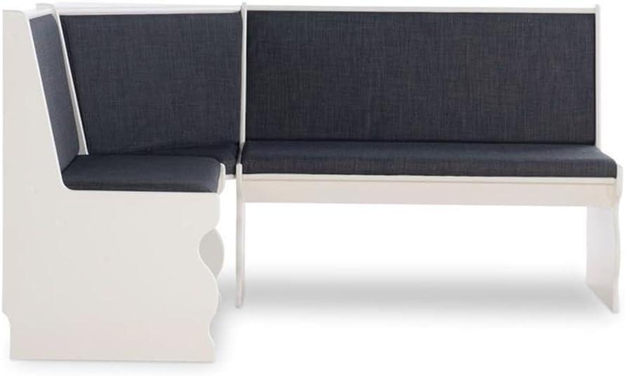 Riverbay Patio Conversation Indoor 3 Piece Kitchen Corner Nook Table Booth Bench Breakfast Dining Set in Charcoal