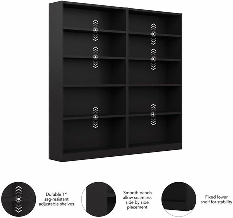Bush Furniture Universal 5 Shelf Bookcase Set of 2