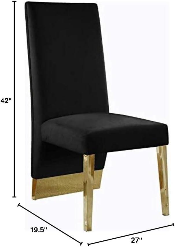 Meridian Furniture Porsha 19"H Velvet Dining Chair in Black (Set of 2)