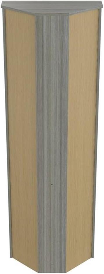 70.02" Corner Bookshelf Gray - Inval: Modern Smoke Oak, 3 Shelves, Double Door Storage