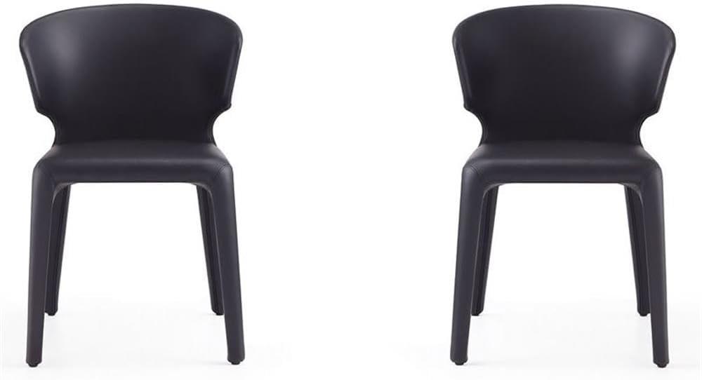 Set of 2 Conrad Faux Leather Dining Chairs Saddle - Manhattan Comfort: Mid-Century Modern, Metal Frame, Cushioned