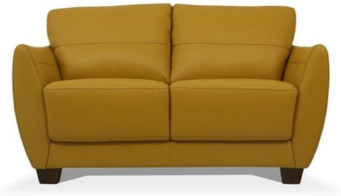 ACME Valeria Leather Loveseat in Mustard