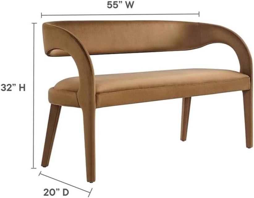 Modway Pinnacle Performance Velvet Accent Bench in Brown