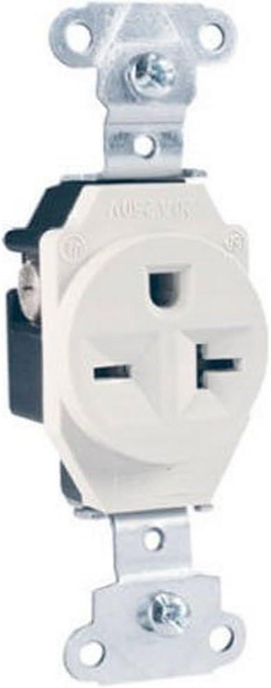 Pass & Seymour 5851WCC8 Heavy Duty Single Outlet, 20A, 250V, White