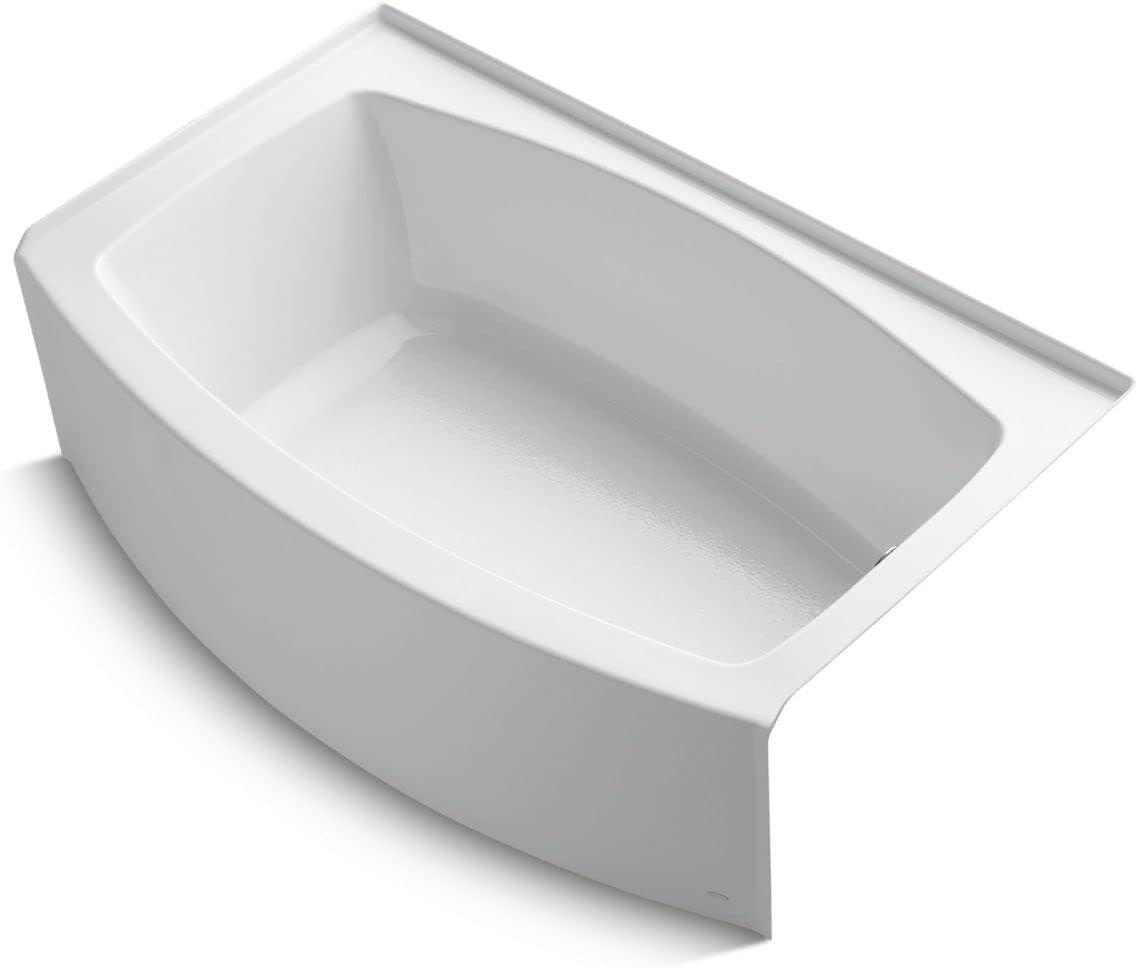 Expanse 60-Inch White Acrylic Alcove Bathtub with Curved Apron